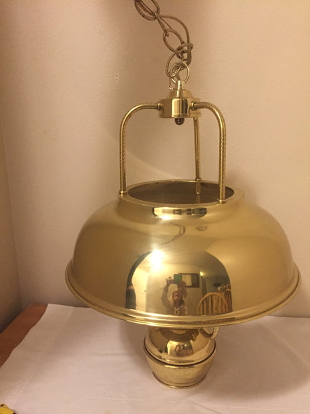 Vintage Hi-Lite Rustic Brass Hurricane Lantern Fixture Hanging Pendant Lamp- farmhouse decor