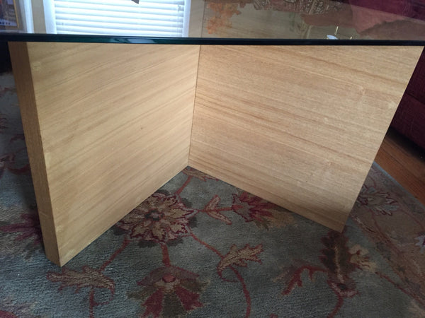 Danish Modern Teak Coffee Table with X base and Glass Top