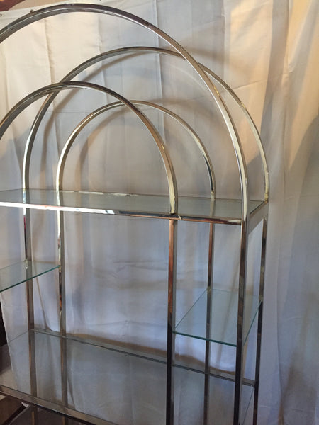 Vintage Chrome Arched Etagere designed by Milo Baughman for Design Institute of America (DIA)