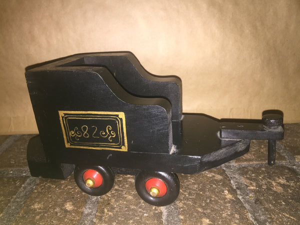 Antique Wood Toy Train Engine and Coal Car