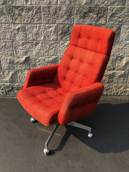 Vintage Chrome Swivel Executive Office Chair