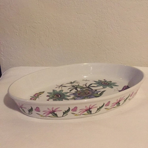 Portmeirion The Botanic Garden Large Oval Baker/ Casserole- 15" Blue Passion Flower