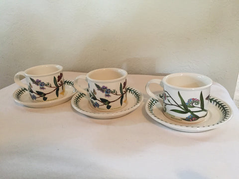 1987 Portmeirion Botanic Garden Drum Flat Cup and Saucer Set -choose pattern