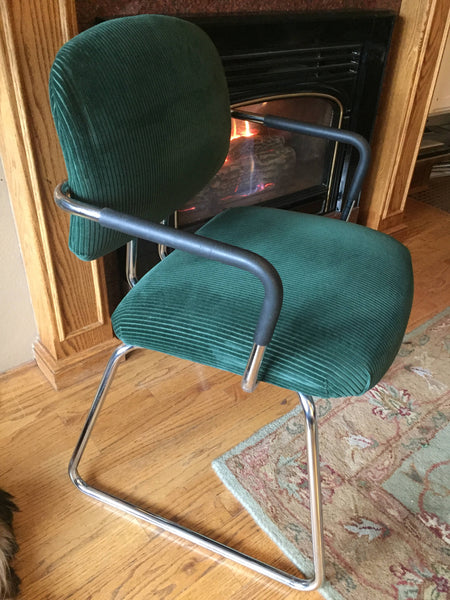 Vintage Hon Upholstered Tubular Chrome office or Dining Chairs (8 available)