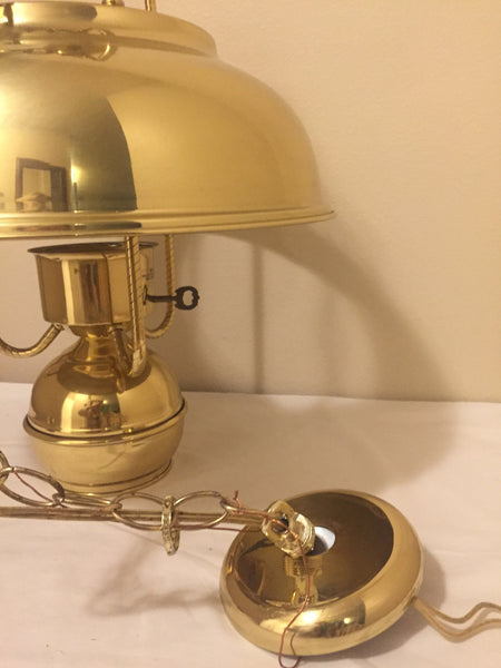Vintage Hi-Lite Rustic Brass Hurricane Lantern Fixture Hanging Pendant Lamp- farmhouse decor
