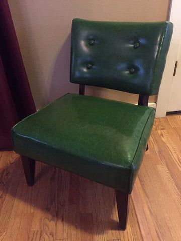 Retro Atomic Slipper Chair, Green Slipper Chair, Art Deco Green Chair- 2 available ( 1 needs upholstery)