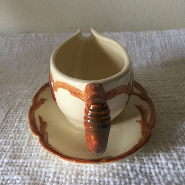 Vintage 1950's Franciscan Apple Gravy boat with attached drip plate