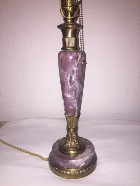 Vintage Art Deco Style Brass and Purple Onyx Table Lamp