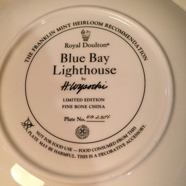 Vintage Franklin Mint Lighthouse Plate “ Blue Bay Lighthouse” by Royal Doulton artist H. Wysocki