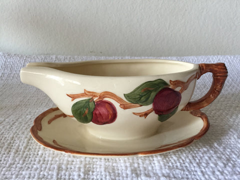 Vintage 1950's Franciscan Apple Gravy boat with attached drip plate