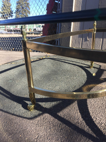 Hollywood Regency Brass and Glass Modern Minimalist Side Table