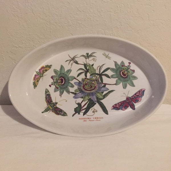 Portmeirion The Botanic Garden Large Oval Baker/ Casserole- 15" Blue Passion Flower