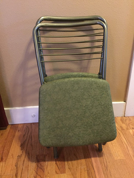 Pair of Vintage Green Cosco "Fashionfold" gateleg folding chairs