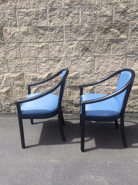 Bentwood Pair of Club Barrel Armchairs in the style of Ward Bennett for Brickel Associates