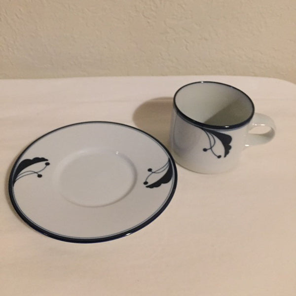 Dansk Flora Blue Bayberry Coffee / Tea Cup and Saucer set ( 5 available) made in Japan