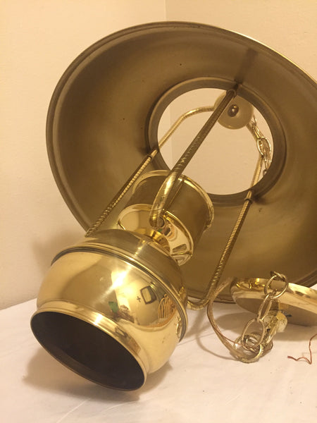 Vintage Hi-Lite Rustic Brass Hurricane Lantern Fixture Hanging Pendant Lamp- farmhouse decor