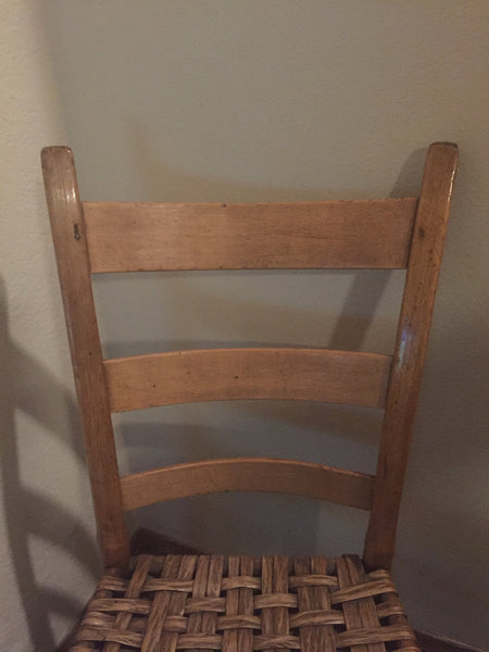 Antique Primative Child's Wood Chair with Rush seat