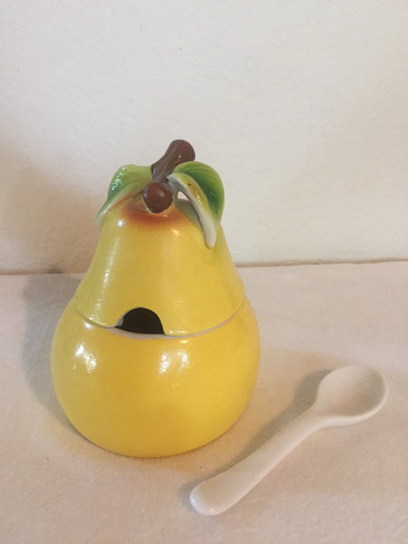 Vintage Pear Shaped Jelly jar with spoon