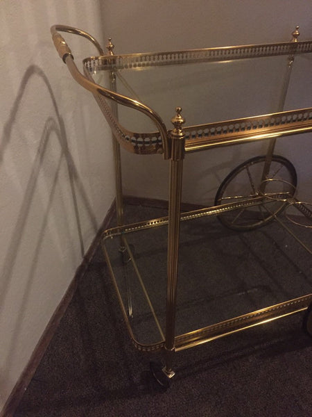 Beautiful Italian Made Brass Bar Cart Trolley Mid Century Modern