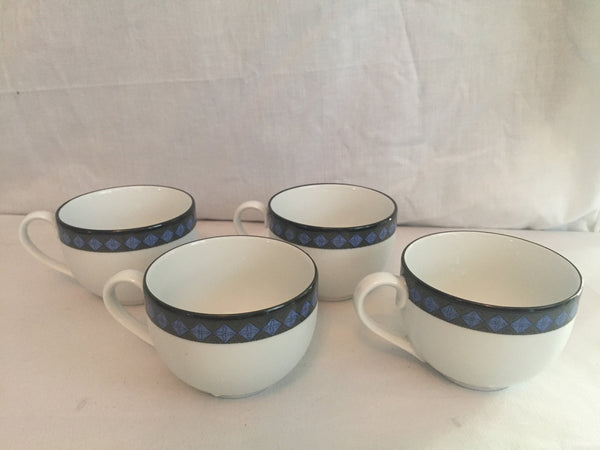 Set of 4 Dansk Quiltings Coffee Tea Cups Ruby Flowers