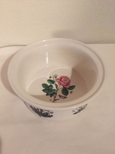 Portmeirion The Botanic Garden 1.75 Qt Drum Round Casserole- No Lid- Royal Highness Rose center/ outside flowers vary