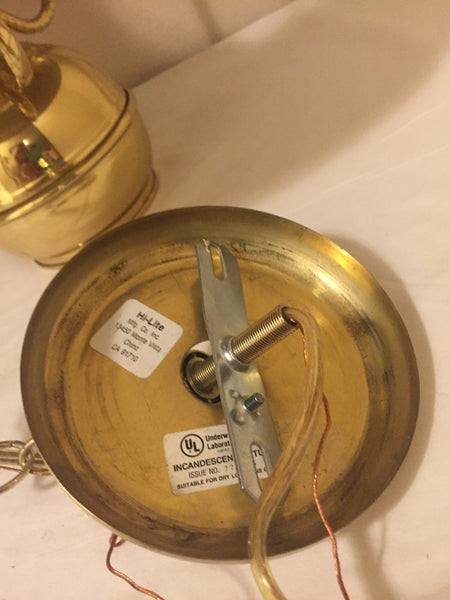 Vintage Hi-Lite Rustic Brass Hurricane Lantern Fixture Hanging Pendant Lamp- farmhouse decor