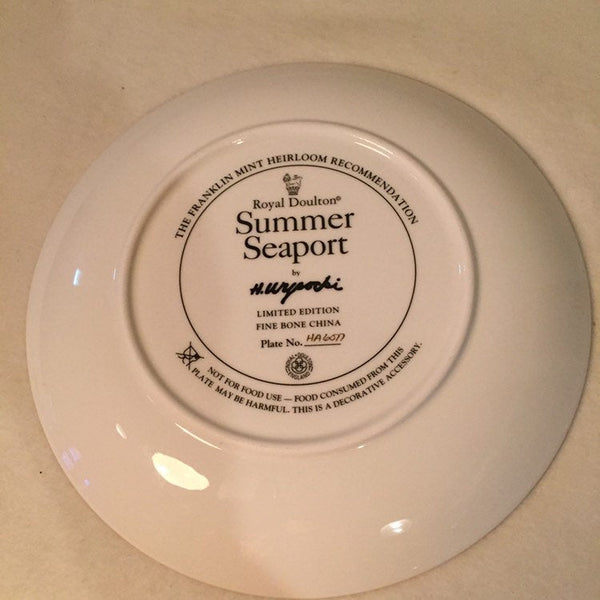 Vintage Franklin Mint Lighthouse Plate “ Summer Seaport” by Royal Doulton artist H. Wysocki