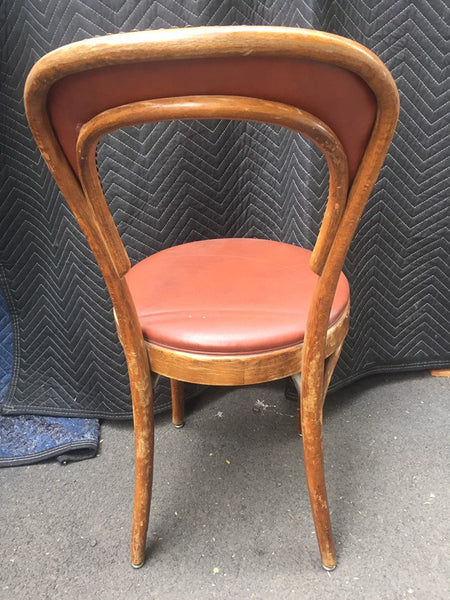 Vintage Mid Century Modern Thonet Style Bentwood Cafe Dining Chair by Shelby-Williams with unique Salmon colored Vinyl seat and Back