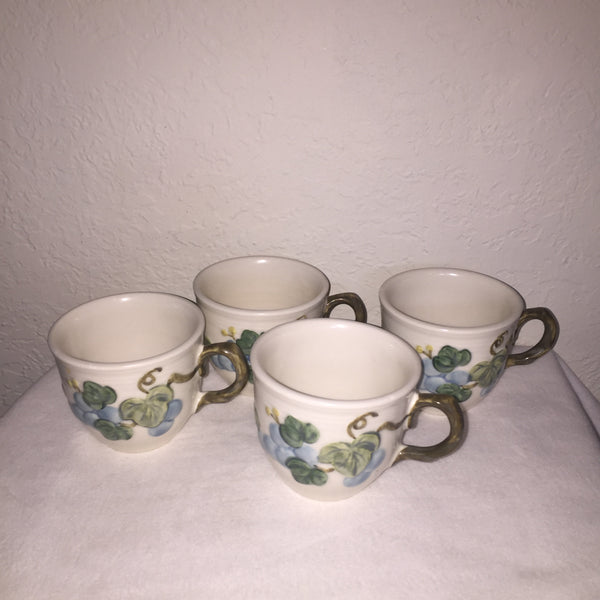 Vintage Metlox Poppytrail Sculptured Grape Cups (set of 4)