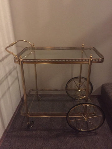 Beautiful Italian Made Brass Bar Cart Trolley Mid Century Modern