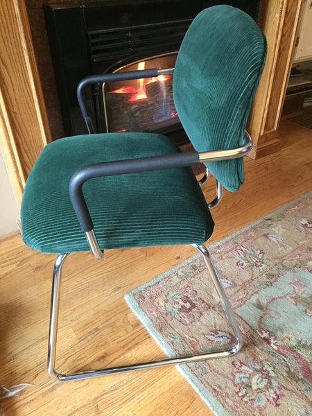 Vintage Hon Upholstered Tubular Chrome office or Dining Chairs (8 available)