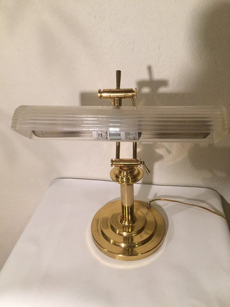 Vintage Brass and Frosted Glass Shade Bankers Lamp Piano Desk Lamp