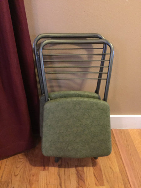 Pair of Vintage Green Cosco "Fashionfold" gateleg folding chairs