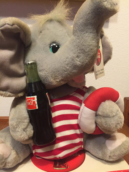 Vintage 1970's Stuffed Animal Elephant with Coca Cola