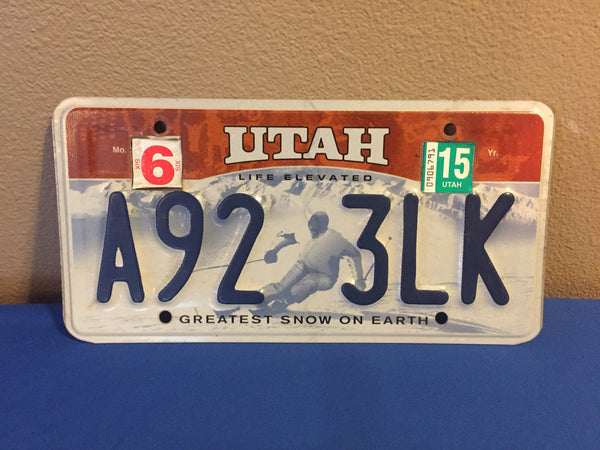 Utah License Plate- skier motif