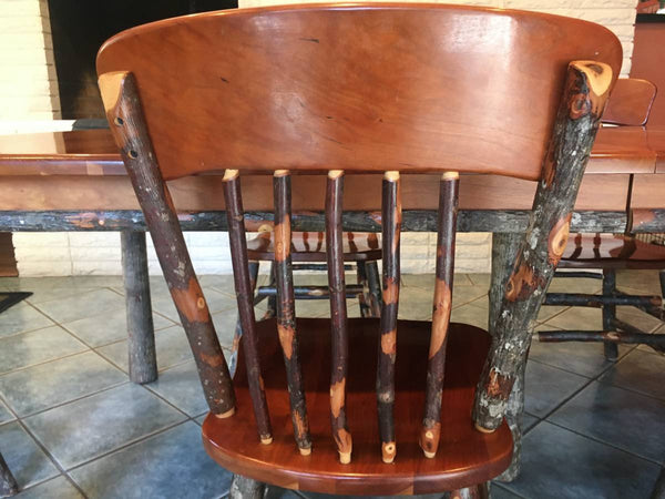 Beautiful Amish Made Cherry and Hickory Dining Table and 6 Stickback Side Chairs with 2 Extension Leaves