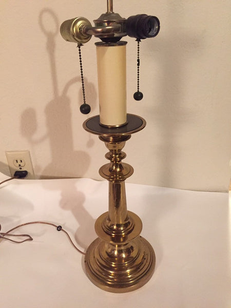 Beautiful Vintage Brass Table Lamp with Capiz Shell Shade and earring pull switches