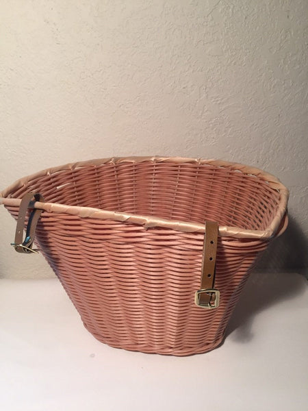 Vintage Plastic Wicker rattan bicycle storage basket