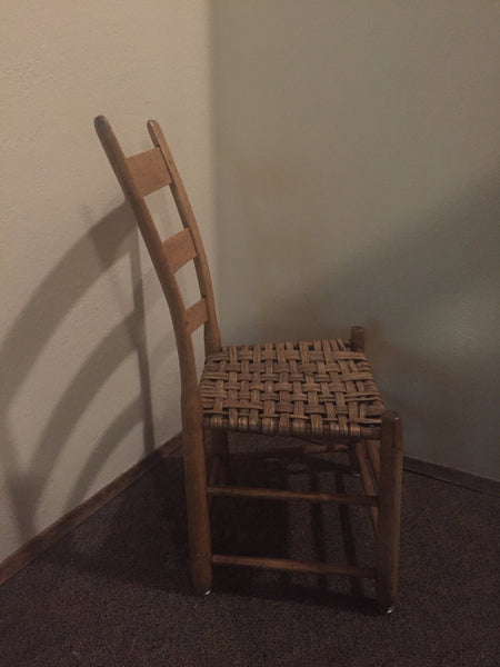 Antique Primative Child's Wood Chair with Rush seat