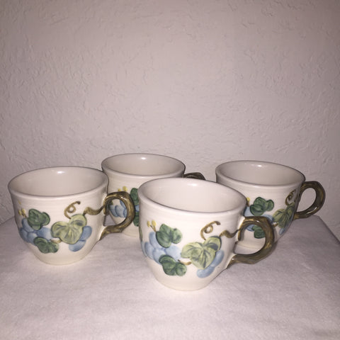 Vintage Metlox Poppytrail Sculptured Grape Cups (set of 4)