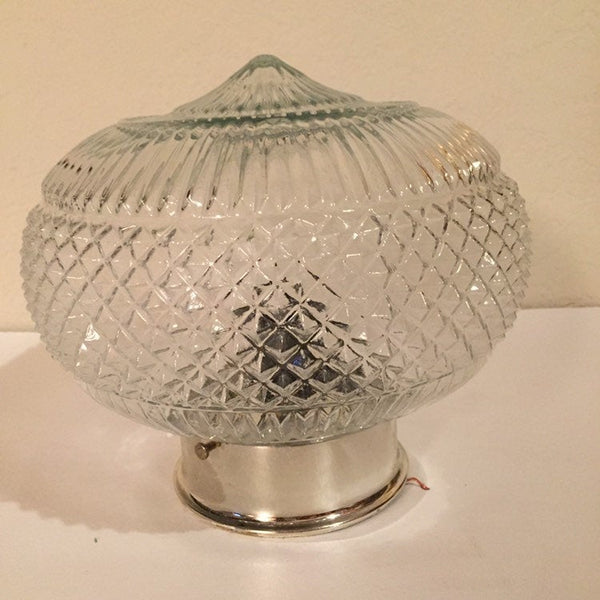 Vintage 9" Diameter Starburst Cut Diamond Glass Globe Orb Glass Lamp Ceiling Light Fixture