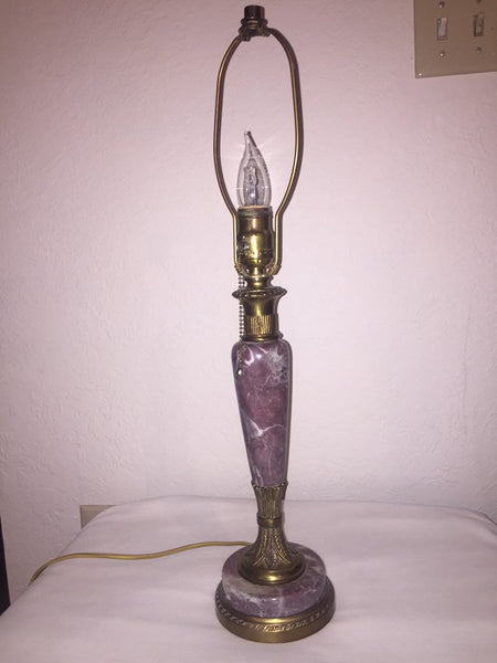 Vintage Art Deco Style Brass and Purple Onyx Table Lamp