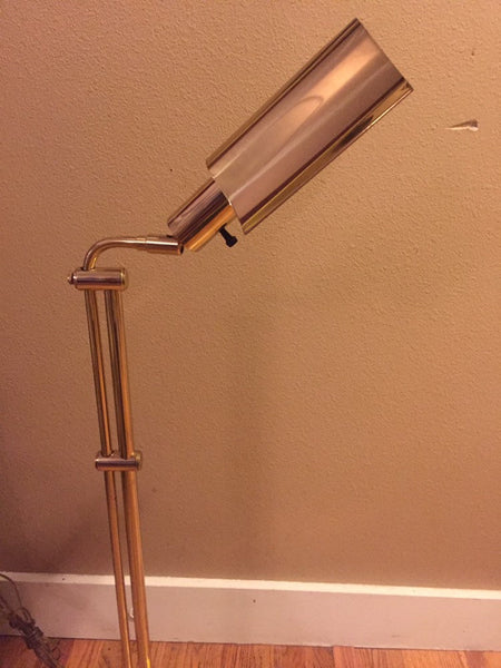 Mid century Arteluce Sonneman Kovacs era Brass floor lamp with gooseneck