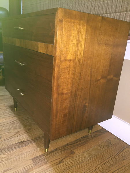 Danish Mid-Century Modern Low Walnut Dresser Chest