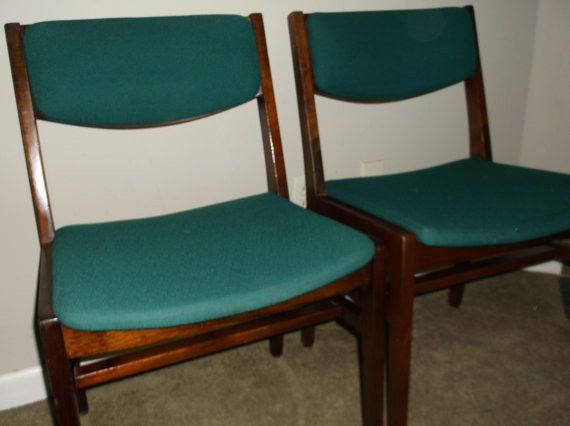 Set of 5 Gunlocke Walnut Side / Dining or Office chairs