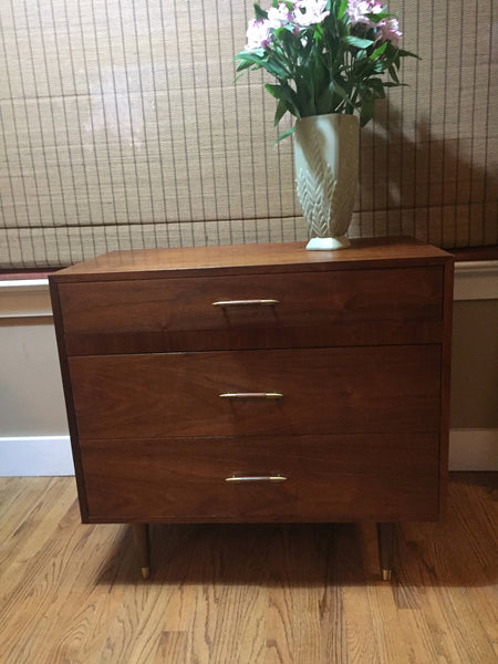 Danish Mid-Century Modern Low Walnut Dresser Chest