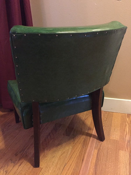 Retro Atomic Slipper Chair, Green Slipper Chair, Art Deco Green Chair- 2 available ( 1 needs upholstery)