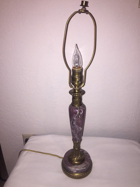 Vintage Art Deco Style Brass and Purple Onyx Table Lamp