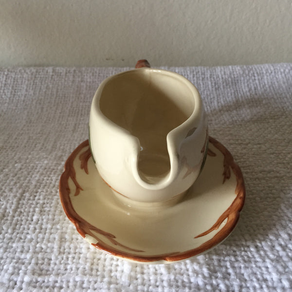 Vintage 1950's Franciscan Apple Gravy boat with attached drip plate