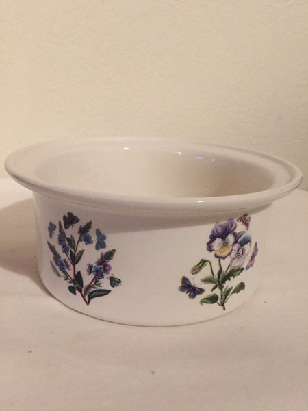 Portmeirion The Botanic Garden 1.75 Qt Drum Round Casserole- No Lid- Royal Highness Rose center/ outside flowers vary